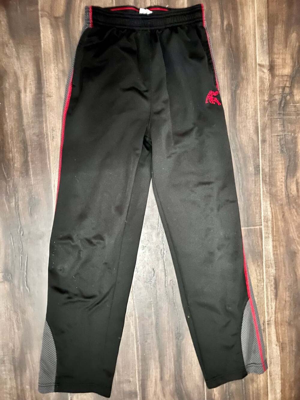 And1 Track Pants Size L/G (10/12) Black Red Athletic Jogger Warmups
